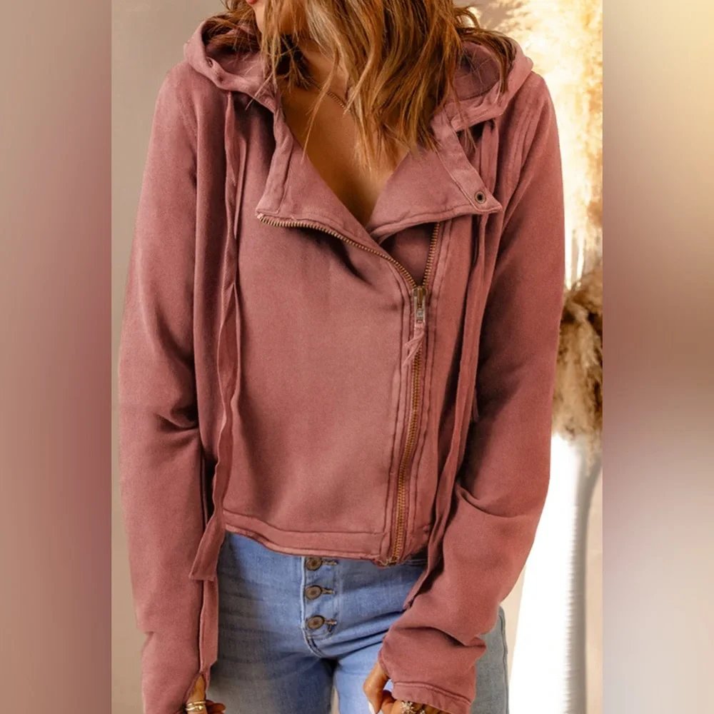 We the Free You asked for it Moto Jacket Pink Size Large